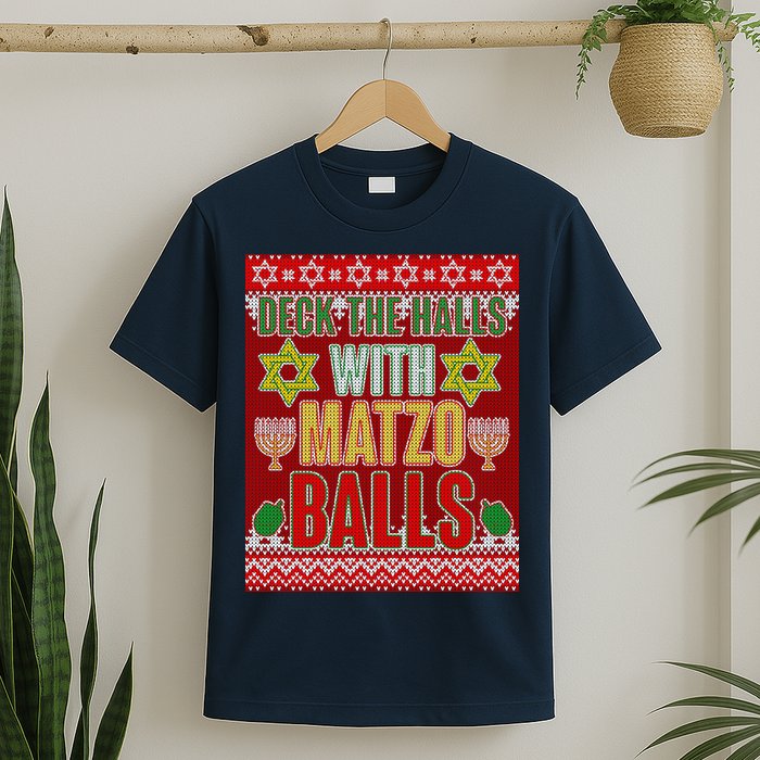 Hanukkah Deck the Halls with Matzo Balls Ugly T-Shirt