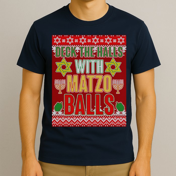 Hanukkah Deck the Halls with Matzo Balls Ugly T-Shirt