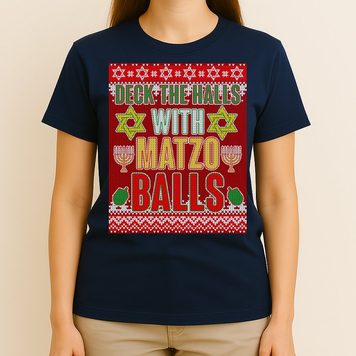 Hanukkah Deck the Halls with Matzo Balls Ugly T-Shirt