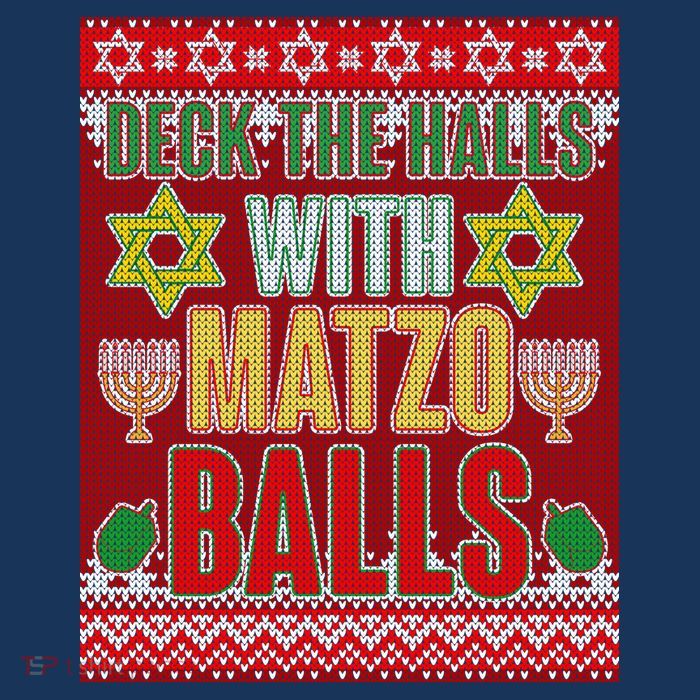 Hanukkah Deck the Halls with Matzo Balls Ugly Button