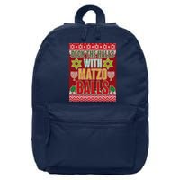 Hanukkah Deck the Halls with Matzo Balls Ugly 16 in Basic Backpack