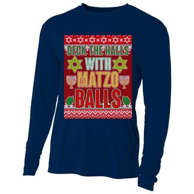 Hanukkah Deck the Halls with Matzo Balls Ugly Cooling Performance Long Sleeve Crew
