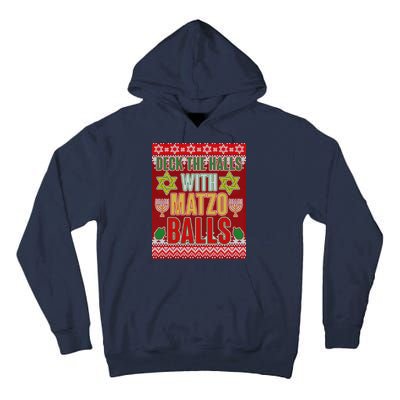 Hanukkah Deck the Halls with Matzo Balls Ugly Tall Hoodie