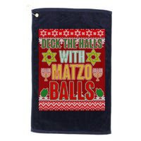 Hanukkah Deck the Halls with Matzo Balls Ugly Golf Towel