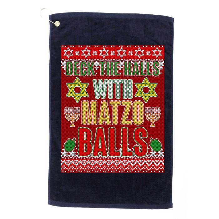 Hanukkah Deck the Halls with Matzo Balls Ugly Golf Towel