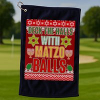 Hanukkah Deck the Halls with Matzo Balls Ugly Golf Towel