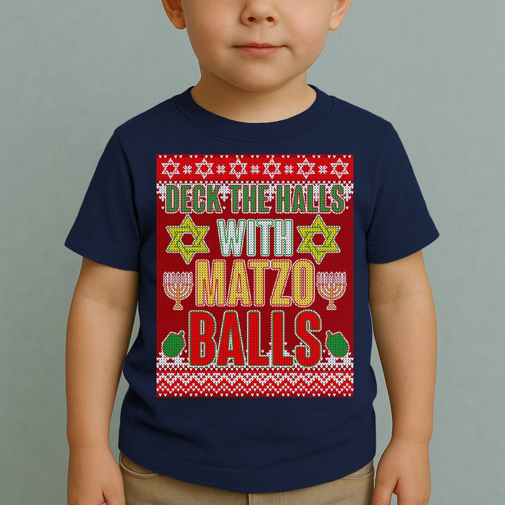 Hanukkah Deck the Halls with Matzo Balls Ugly Toddler T-Shirt