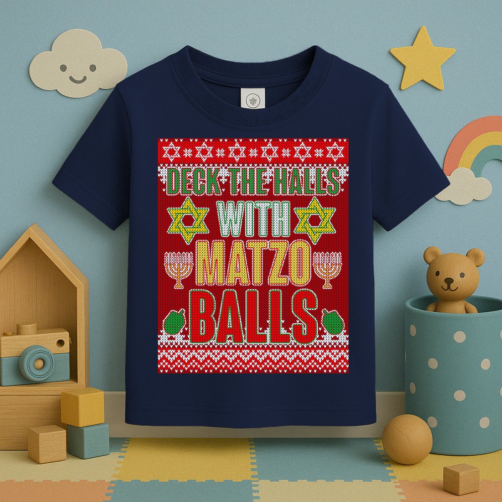 Hanukkah Deck the Halls with Matzo Balls Ugly Toddler T-Shirt