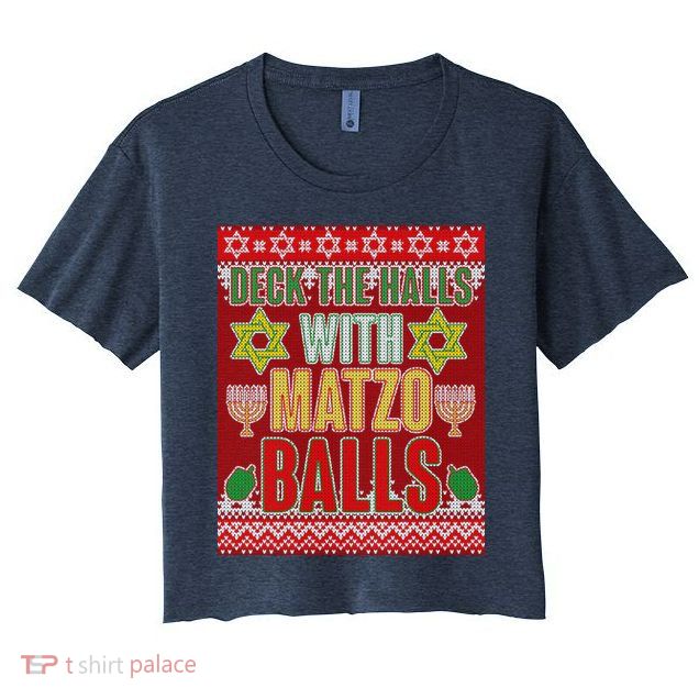 Hanukkah Deck the Halls with Matzo Balls Ugly Crop Top