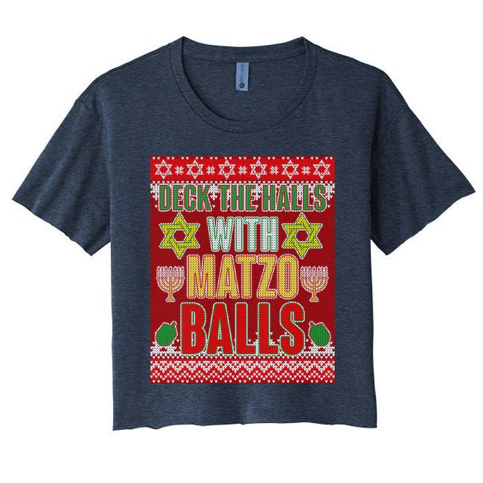 Hanukkah Deck the Halls with Matzo Balls Ugly Crop Top