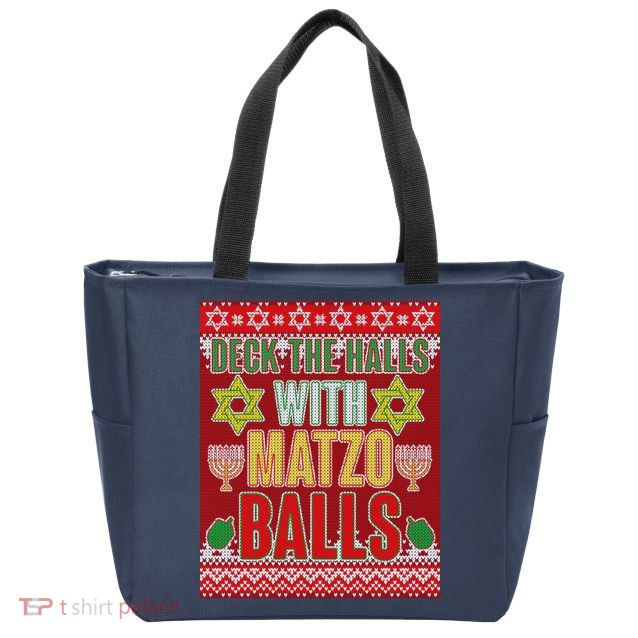Hanukkah Deck the Halls with Matzo Balls Ugly Zip Tote Bag