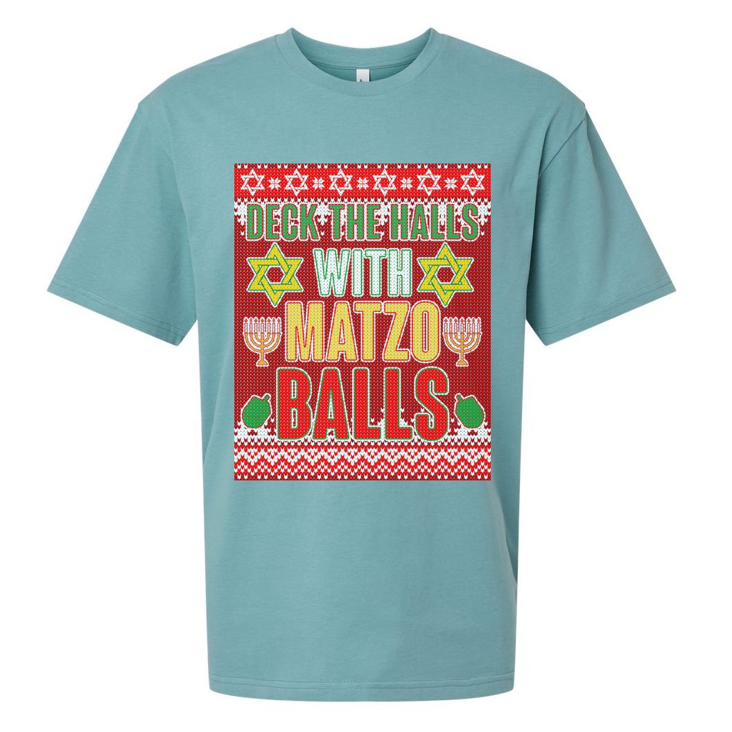 Hanukkah Deck the Halls with Matzo Balls Ugly Sueded Cloud Jersey T-Shirt