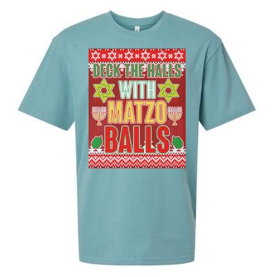 Hanukkah Deck the Halls with Matzo Balls Ugly Sueded Cloud Jersey T-Shirt