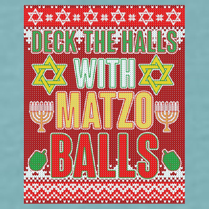 Hanukkah Deck the Halls with Matzo Balls Ugly Sueded Cloud Jersey T-Shirt