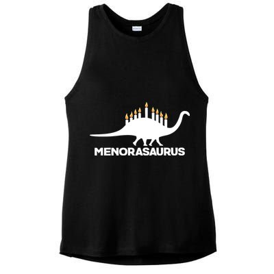 Hanukkah Menorah Dinosaur Ladies PosiCharge Tri-Blend Wicking Tank