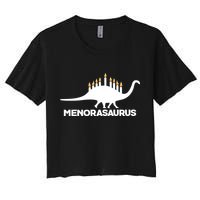 Hanukkah Menorah Dinosaur Women's Crop Top Tee