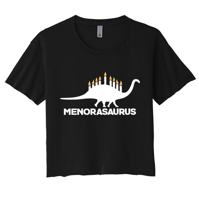 Hanukkah Menorah Dinosaur Women's Crop Top Tee