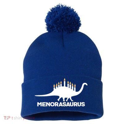 Hanukkah Menorah Dinosaur Pom Pom 12in Knit Beanie