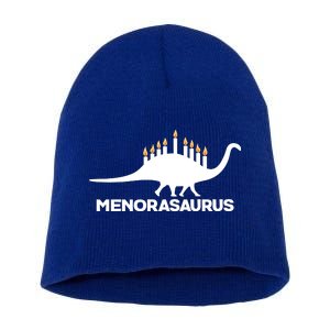 Hanukkah Menorah Dinosaur Short Acrylic Beanie