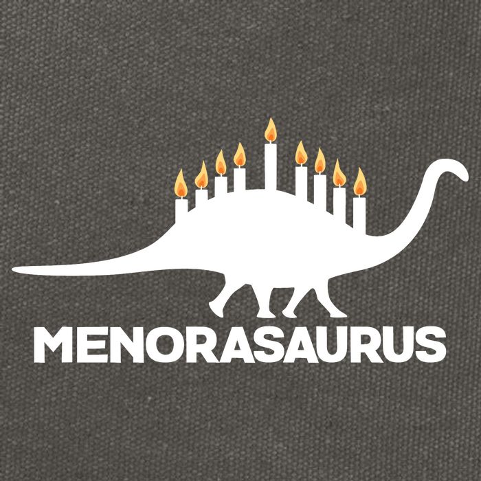 Hanukkah Menorah Dinosaur Cotton Canvas Backpack