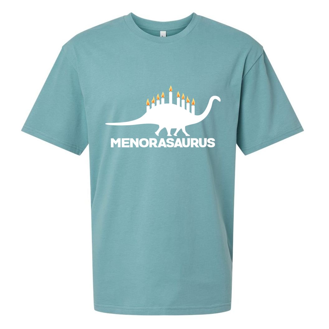 Hanukkah Menorah Dinosaur Sueded Cloud Jersey T-Shirt