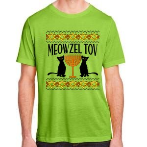 Hanukkah Meowzel Tov Ugly Sweater Adult ChromaSoft Performance T-Shirt