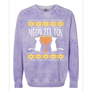 Hanukkah Meowzel Tov Ugly Sweater Colorblast Crewneck Sweatshirt