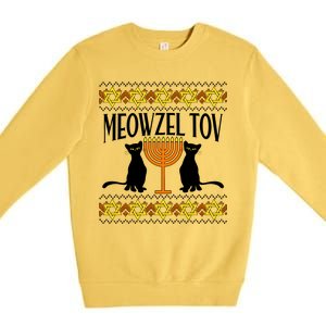 Hanukkah Meowzel Tov Ugly Sweater Premium Crewneck Sweatshirt