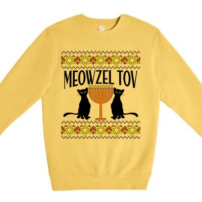 Hanukkah Meowzel Tov Ugly Sweater Premium Crewneck Sweatshirt