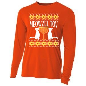 Hanukkah Meowzel Tov Ugly Sweater Cooling Performance Long Sleeve Crew