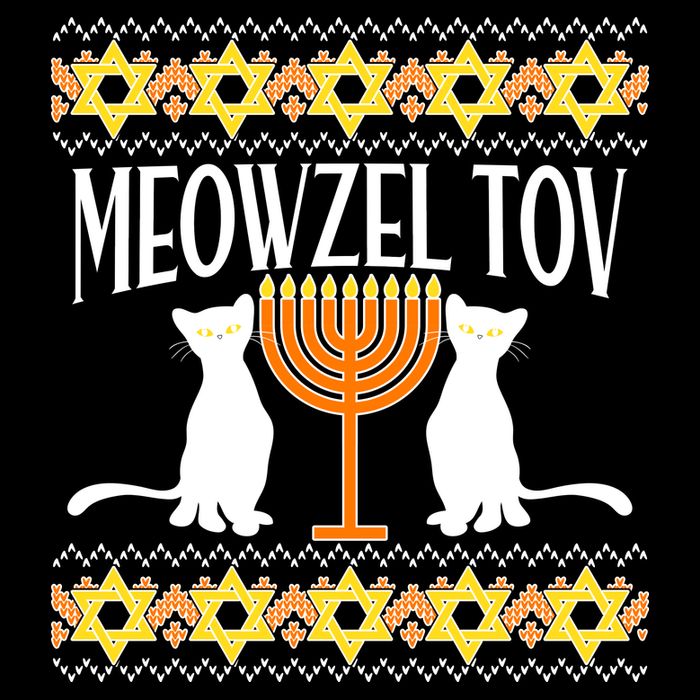 Hanukkah Meowzel Tov Ugly Sweater 7-Panel Snapback Hat