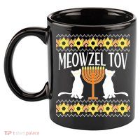 Hanukkah Meowzel Tov Ugly Sweater 11oz C Handle Ceramic Mug