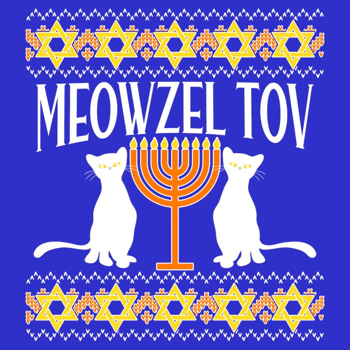 Hanukkah Meowzel Tov Ugly Sweater Apron