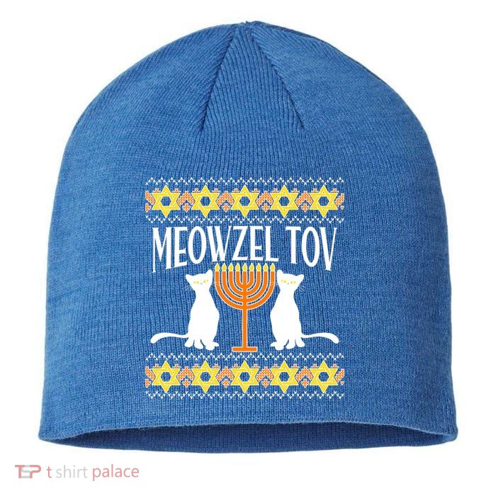 Hanukkah Meowzel Tov Ugly Sweater Sustainable Beanie