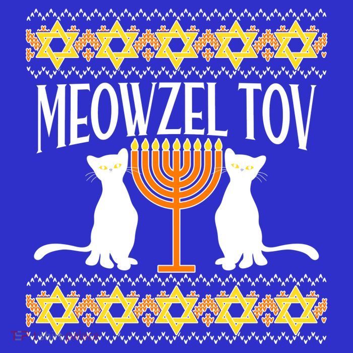 Hanukkah Meowzel Tov Ugly Sweater Sustainable Beanie