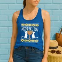 Hanukkah Meowzel Tov Ugly Sweater Womens Tank Top