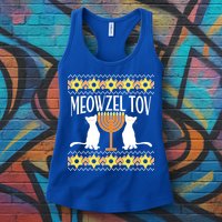 Hanukkah Meowzel Tov Ugly Sweater Womens Tank Top