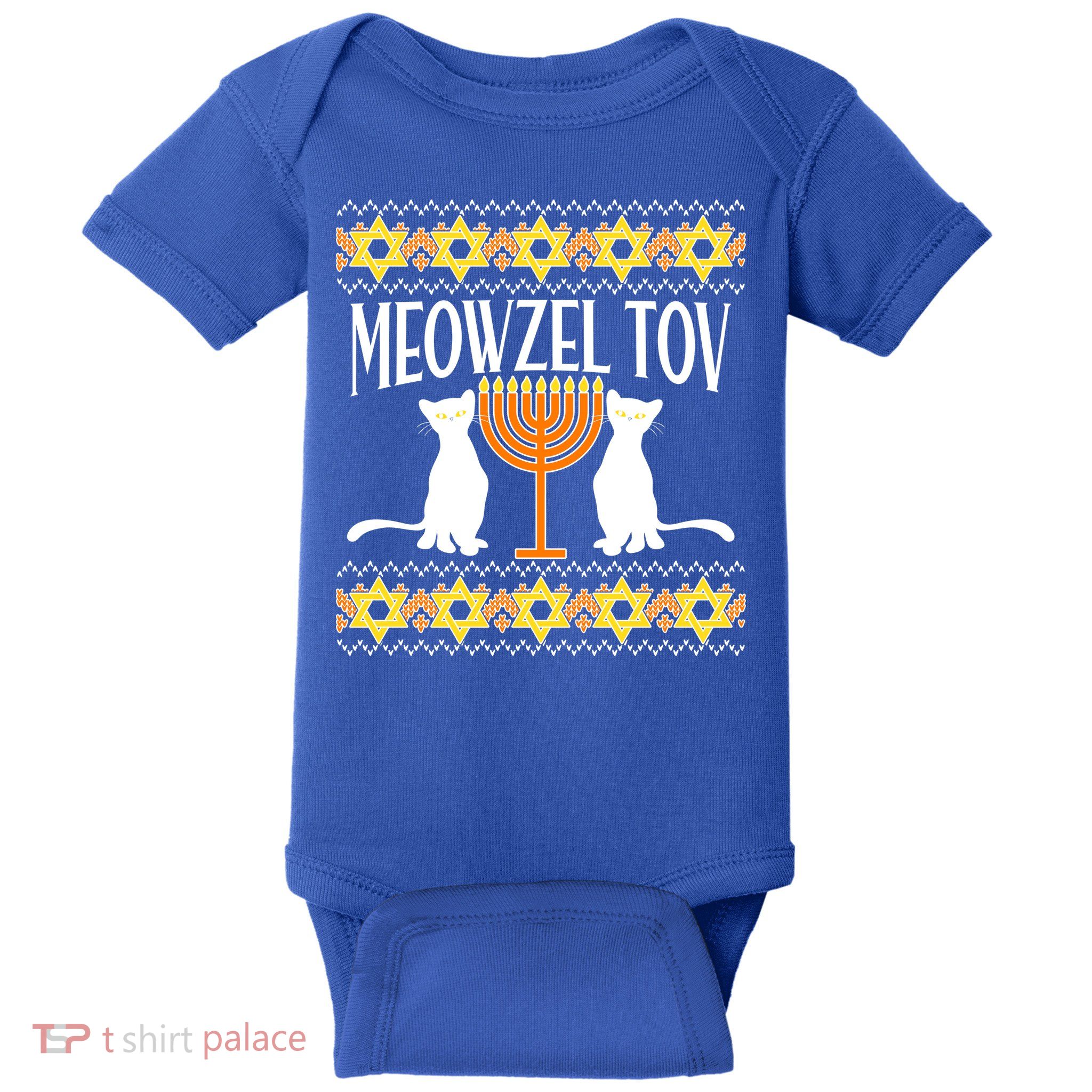 Hanukkah Meowzel Tov Ugly Sweater Baby Bodysuit