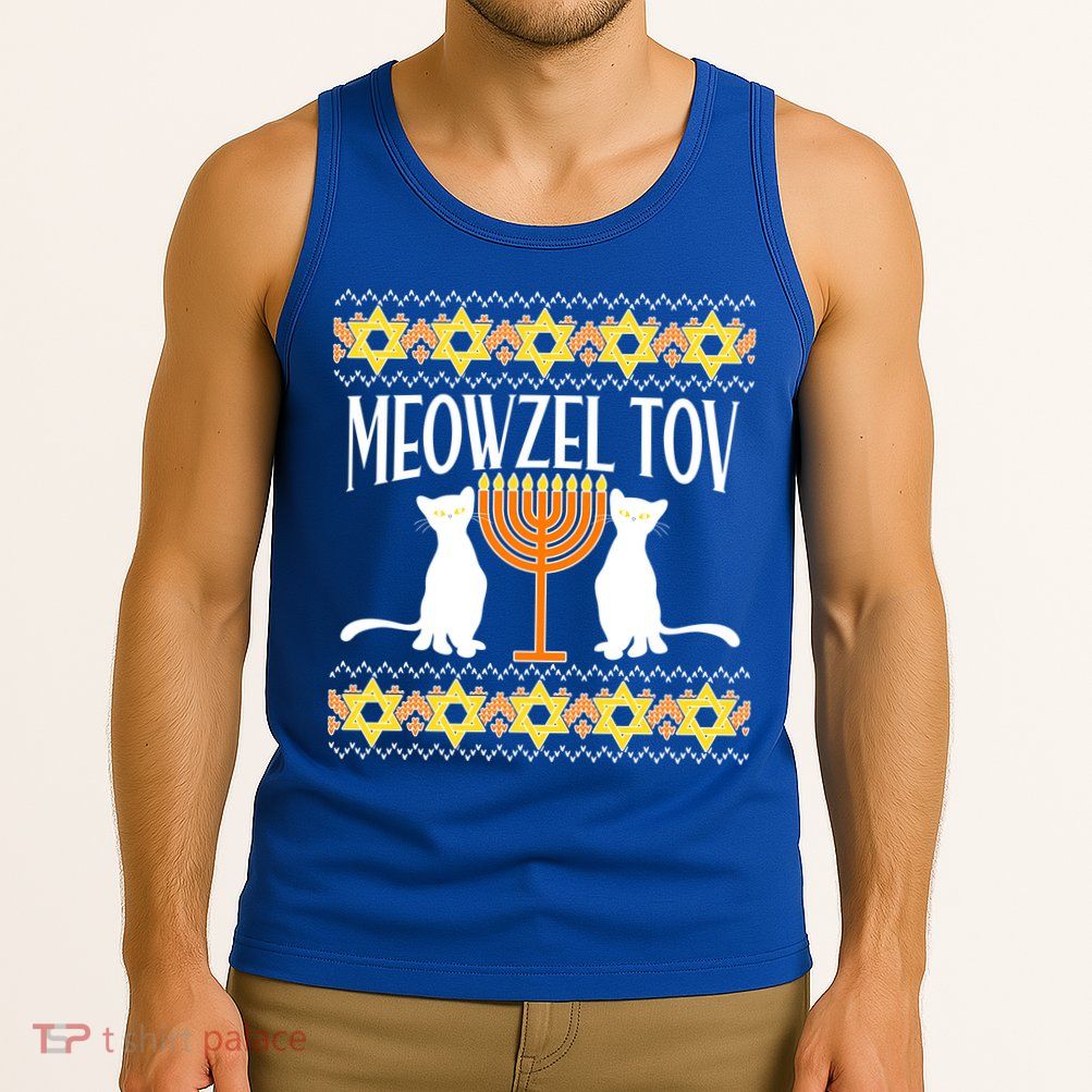 Hanukkah Meowzel Tov Ugly Sweater Tank Top