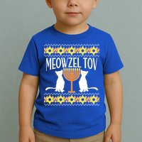 Hanukkah Meowzel Tov Ugly Sweater Toddler T-Shirt