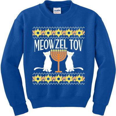 Hanukkah Meowzel Tov Ugly Sweater Kids Sweatshirt