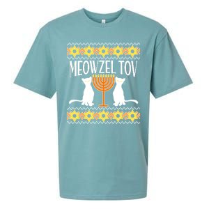 Hanukkah Meowzel Tov Ugly Sweater Sueded Cloud Jersey T-Shirt