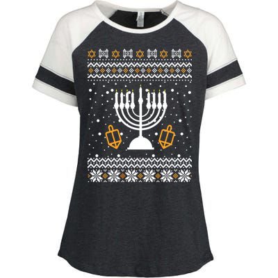 Hanukkah Ugly Enza Ladies Jersey Colorblock Tee