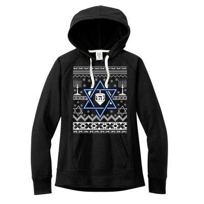 Hanukkah Ugly Christmas Sweater Women's Fleece Hoodie