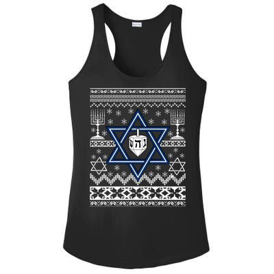 Hanukkah Ugly Christmas Sweater Ladies PosiCharge Competitor Racerback Tank