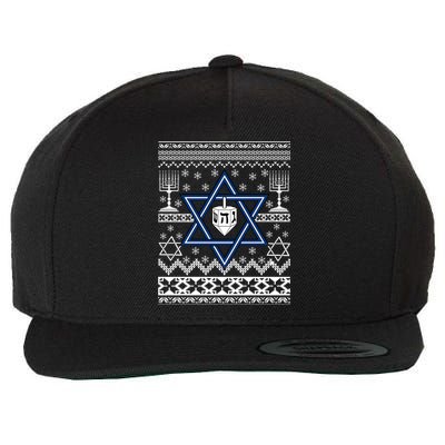 Hanukkah Ugly Christmas Sweater Wool Snapback Cap