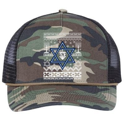 Hanukkah Ugly Christmas Sweater Retro Rope Trucker Hat Cap