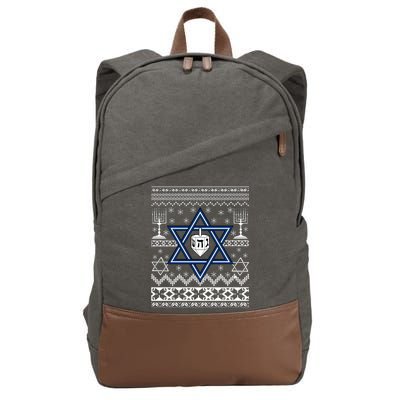 Hanukkah Ugly Christmas Sweater Cotton Canvas Backpack