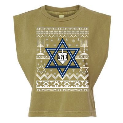 Hanukkah Ugly Christmas Sweater Garment-Dyed Women's Muscle Tee