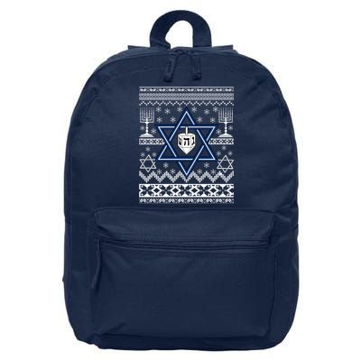 Hanukkah Ugly Christmas Sweater 16 in Basic Backpack